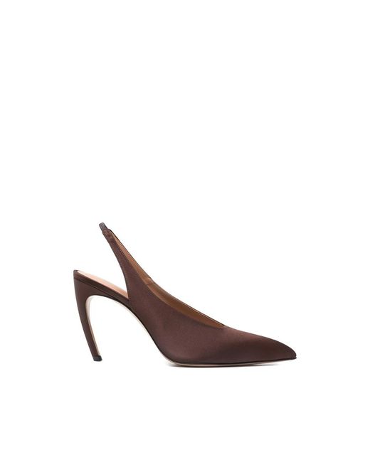 The Attico Brown Pointed Toe Slingback Heels