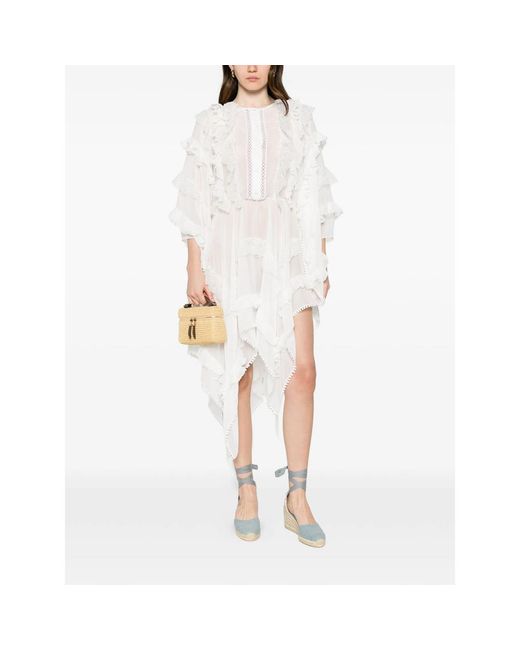 LES FILLES D'EVA White Ruffled Asymmetric Dress