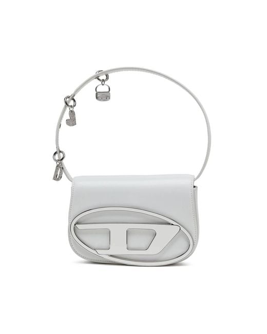 DIESEL White Shoulder Bag Calf Leather