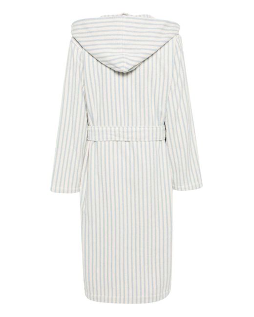 Tekla White Striped Organic-Cotton Bath Robe