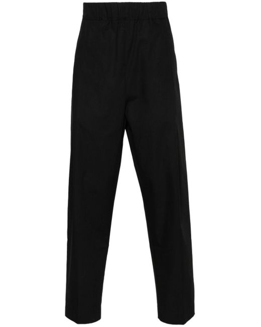 Laneus Black Tapered Drop-Crotch Trousers for men