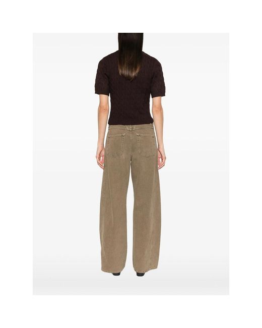 Gestuz Brown Gzthilla Cable-Knit Polo Top