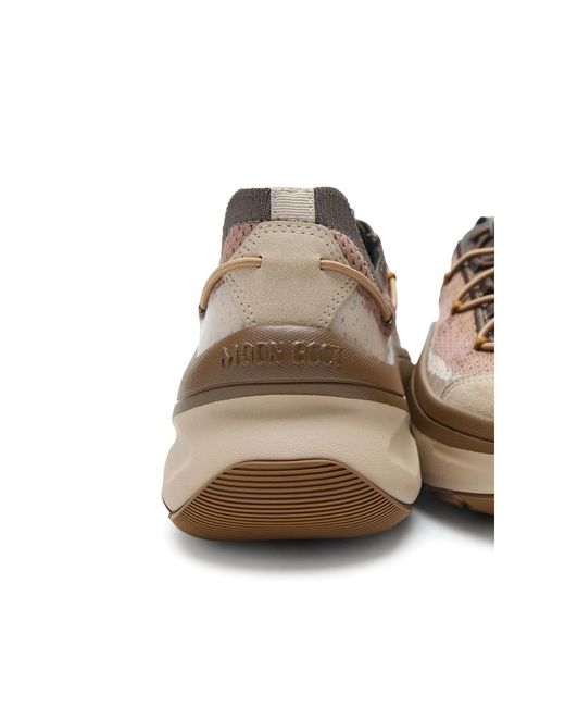 Moonboot Brown Moon247 Lace-Up Knitted Sneakers for men