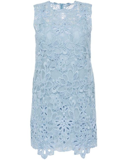 Ermanno Scervino Blue Corded-Lace Mini Dress