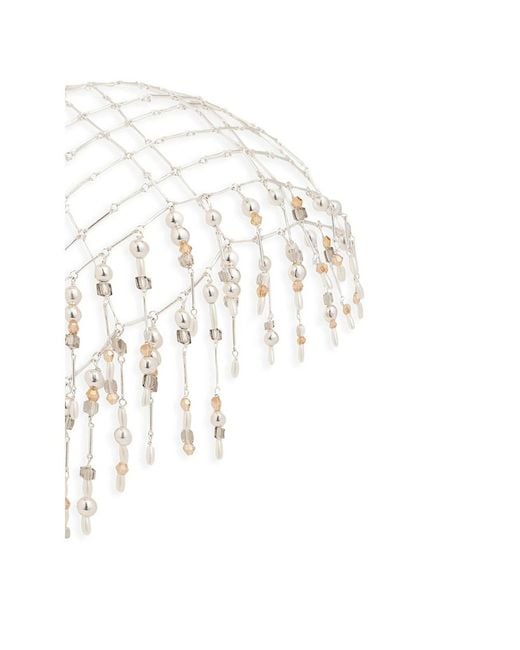 Rabanne White Pearl-Embellished Hair Beanie