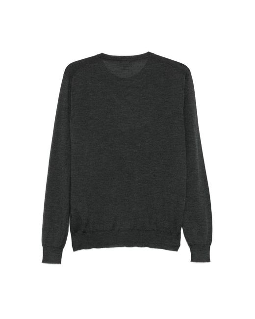 Fedeli Black Round-Neck Long-Sleeve T-Shirt for men