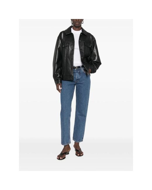 Anine Bing Black Buttoned Leather Jacket