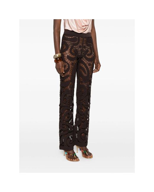 Pinko Black Crochet Knit Elasticated Waistband Trousers