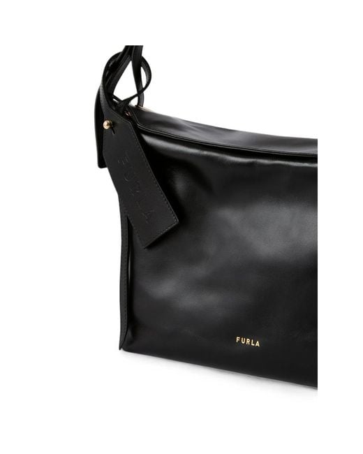 Furla Black Logo-Plaque Leather Shoulder Bag