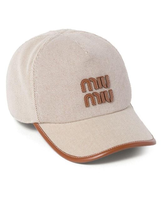 Miu Miu Natural Logo-Patch Canvas Baseball Hat