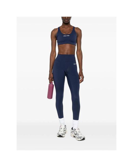 Sporty & Rich Blue Logo-Print Performance Leggings