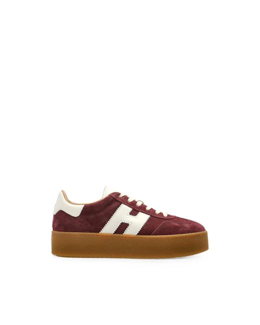 Hogan Brown Cool Logo-Patch Platform Sneakers