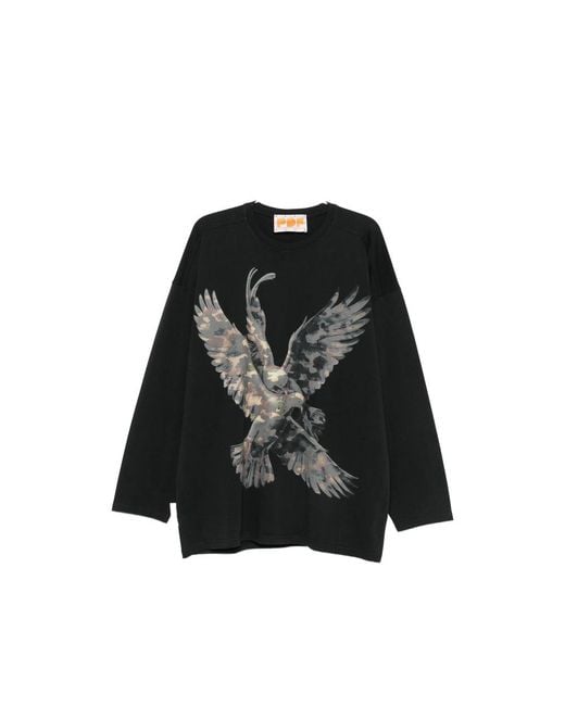 PDF Black Graphic-Print Long-Sleeves Sweatshirt for men