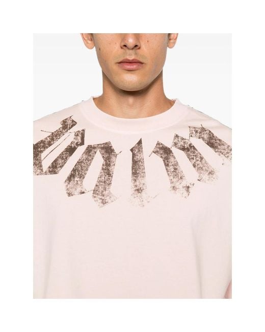 Palm Angels Pink Big Neck Logo Printed T-Shirt for men