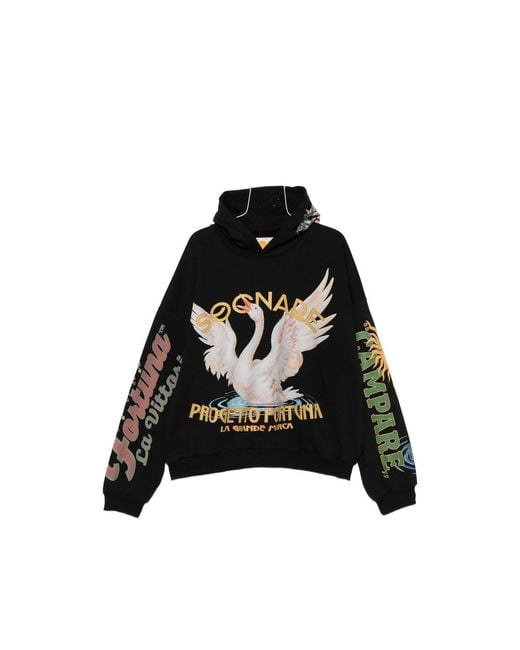 PDF Black Graphic-Print Hoodie for men