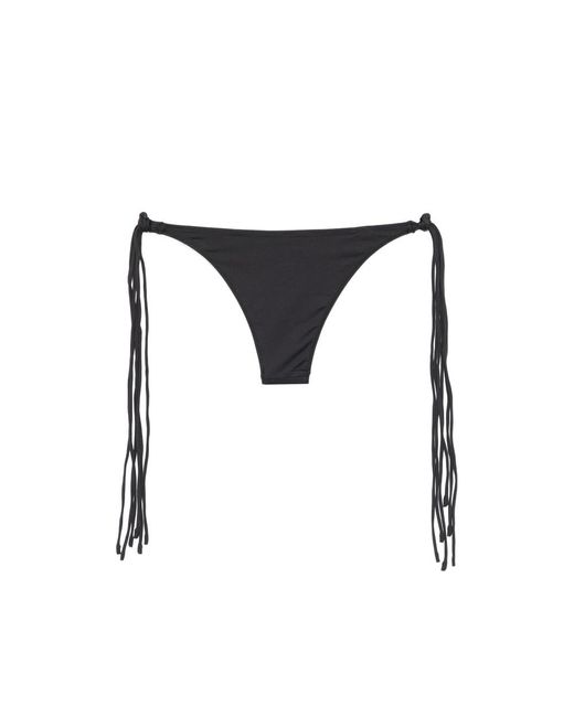 Frankie's Bikinis Black X Jennie Camille Fringe-Detail Bikini Bottoms
