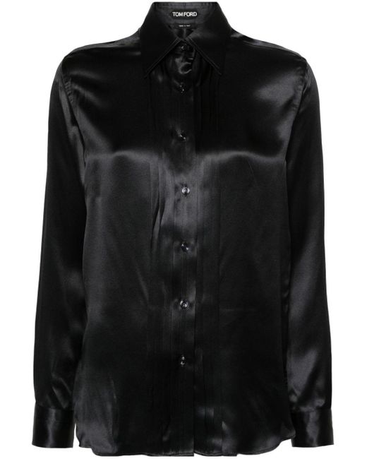 Tom Ford Black Satin Silk Shirt