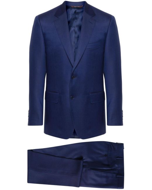 Canali Blue Single-Breasted Wool Suit for men