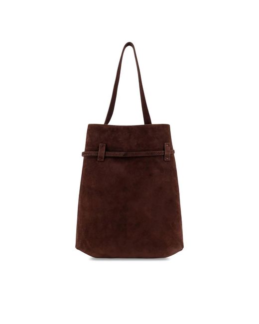MANU Atelier Brown Tote Du Jour Suede Buckle-Fastening Tote Bag