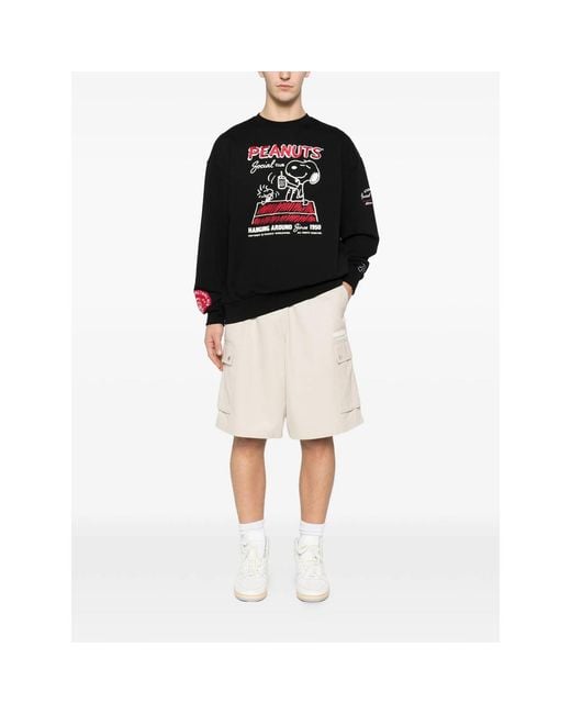 Iceberg Black Peanuts Graphic Crew-Neck Sweater for men