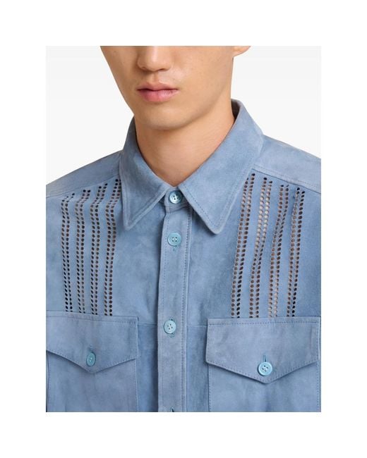 Marni Blue Cut-Out Flap-Pocket Shirt