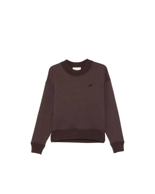 Closed Brown Ribbed-Trim Logo-Embroidered Sweatshirt