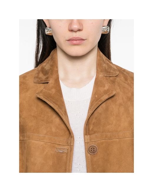 SANTORO Brown Button-Up Patch-Pocket Jacket