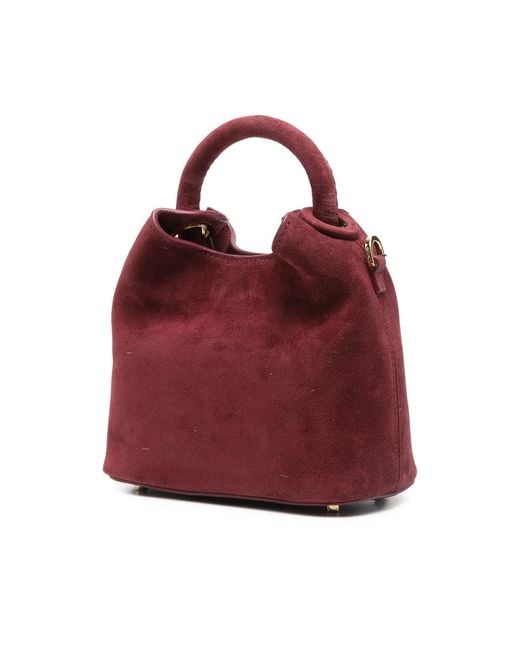 Elleme Red Madeleine Suede Top-Handle Tote Bag