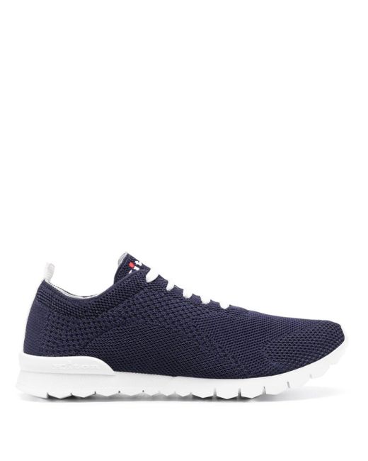 Kiton Blue Embroidered-Logo Sneakers for men