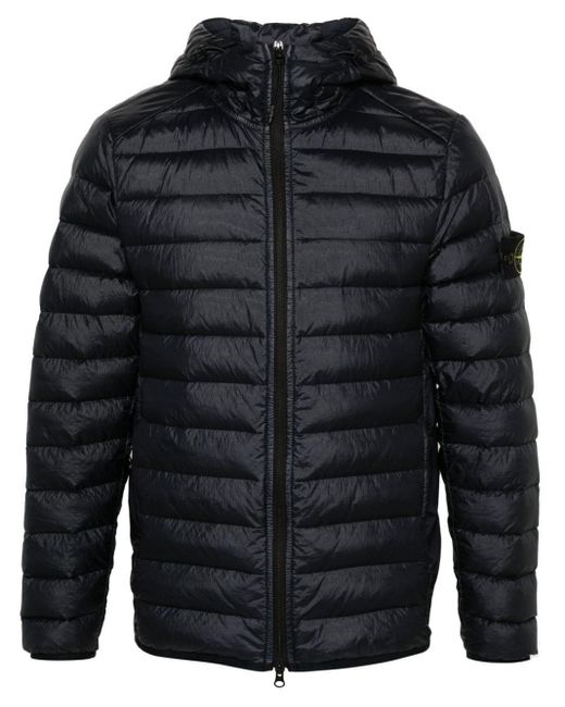 Stone Island Black Loom Woven Chambers Padded Jacket for men