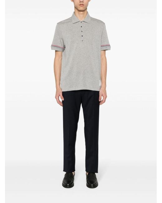 Thom Browne Gray Knitted Cotton Polo Shirt for men