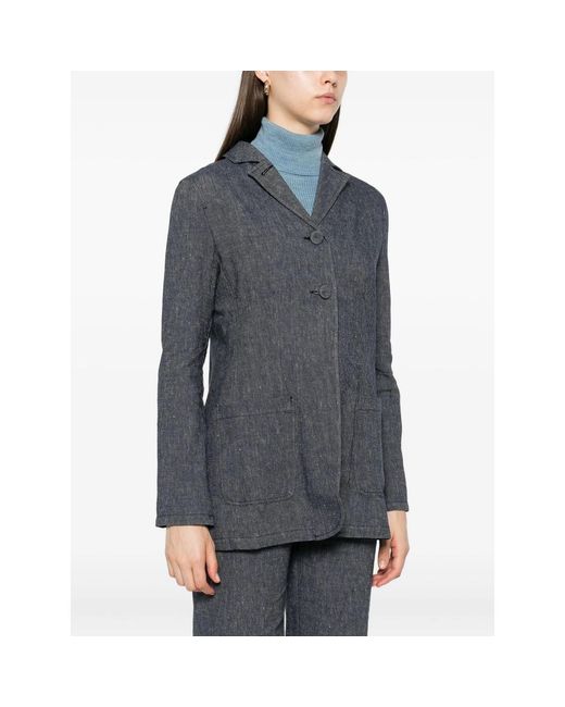 Mark Kenly Domino Tan Gray Robin Button-Fastening Blazer
