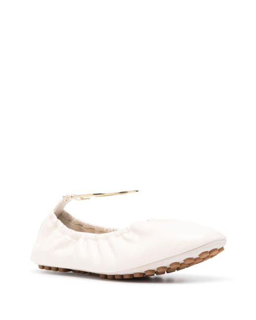 Fendi White Filo Leather Ballerina Shoes