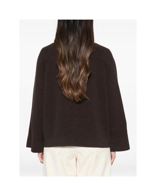 Allude Black Zip-Up Funnel-Neck Cardigan