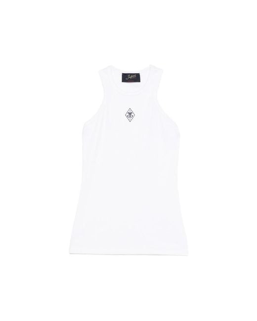 Seafarer White Logo Print Top