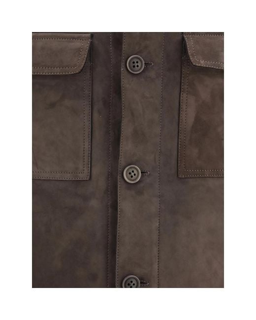 Salvatore Santoro Brown Button-Up Suede Jacket for men
