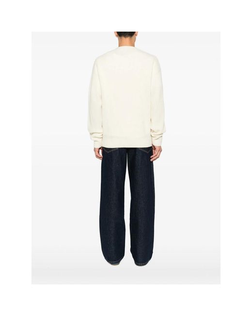 Diana Studio White Ribbed-Knit V-Neck Cardigan for men