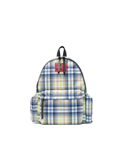 Vivienne Westwood Blue Medium George Check-Pattern Logo-Patch Backpack for men