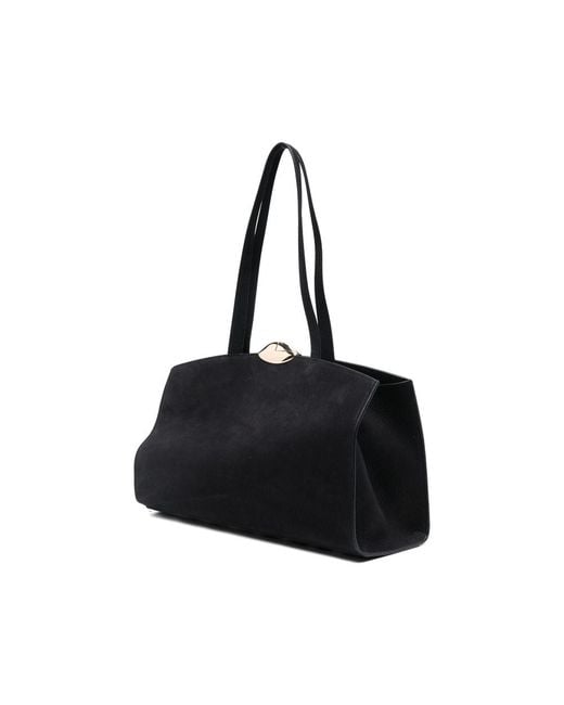 Benedetta Bruzziches Black Large Serena Front-Pocket Kiss-Lock Tote Bag