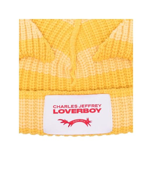 Charles Jeffrey Yellow Chunky Ears Logo-Patch Beanie Hat for men