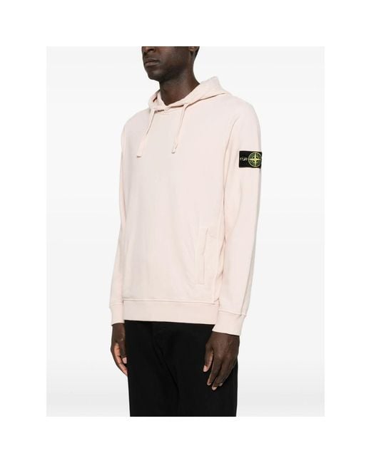 Stone Island Pink Compass-Patch Drawstring Hoodie for men