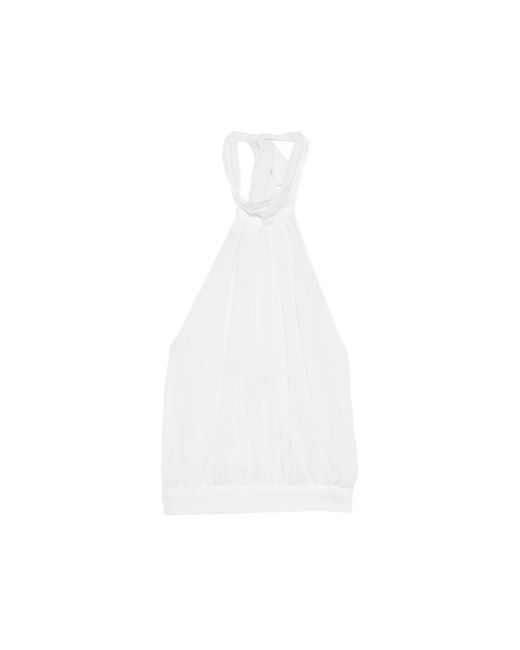GIMAGUAS White Boa Tie-Neck Top