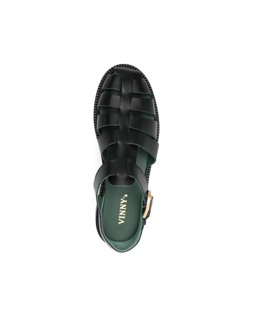 VINNY'S Black Fisherman Buckle-Fastening Sandals for men