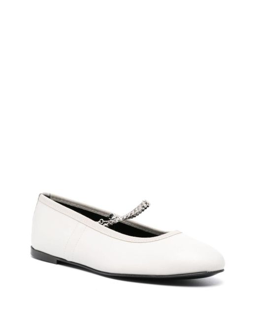 KATE CATE White Juliette Leather Ballerina Shoes