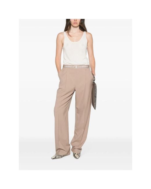 Casablanca Natural Logo-Waistband Trousers