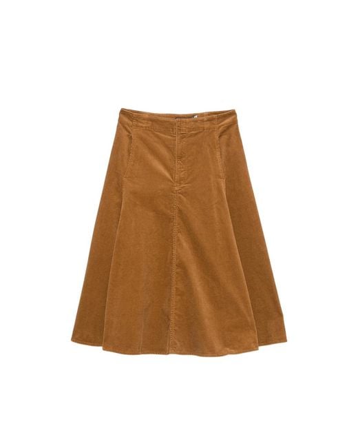 Ralph Lauren Brown Corduroy Flared Midi Skirt