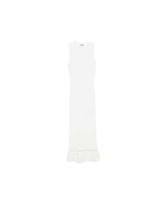 Ganni White Neutrals Dresses