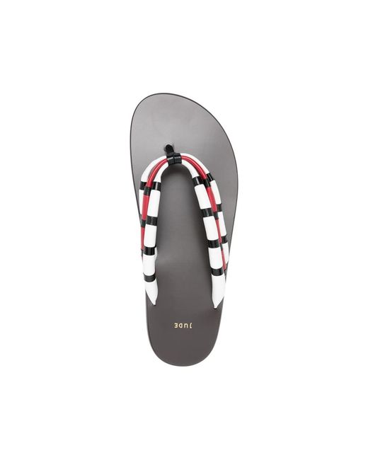 Jude White Striped-Strap Sandals