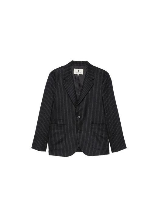 Barena Black Pinstripe-Pattern Blazer