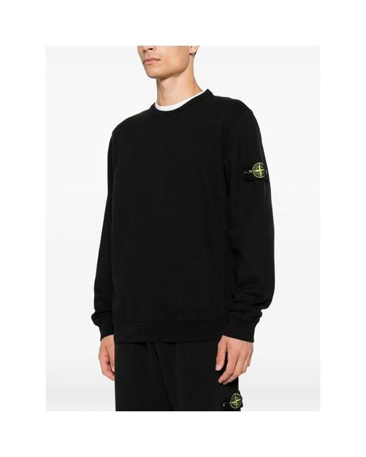 Stone Island Black Compass-Patch Sweatshirt for men